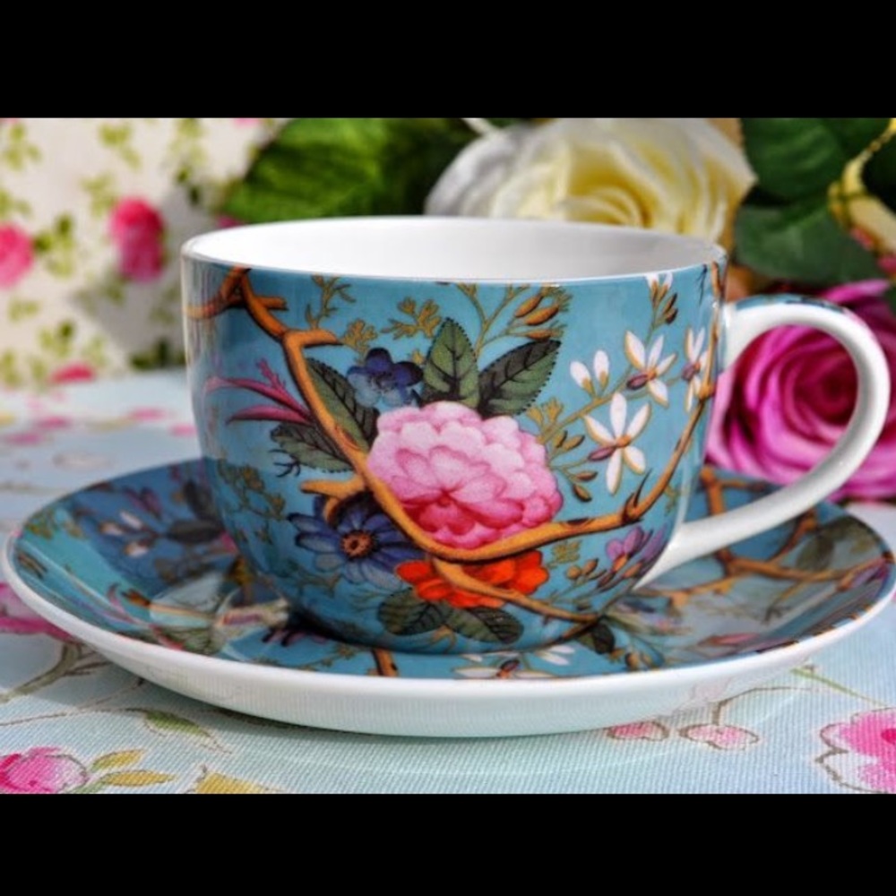 Maxwell & Williams Kilburn, Cup for Breakfast + Saucer, Victorian Garden NWT